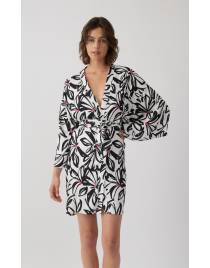 MINERVA Floral Εμπριμέ Σατέν Viscose Γυναικεία Ρόμπα 96-53293-400 BLACK-ECRU A/O SS-2026