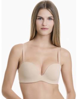 WALK ΓΥΝΑΙΚΕΙΟ STRAPLESS PUSH-UP ΣΟΥΤΙΕΝ ΜΕ ΑΦΑΙΡΟΥΜΕΝΑ PADS CUP B-C-D W2272_19 ΜΠΕΖ ΑΝΟΙΚΤΟ