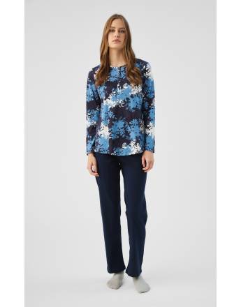 MINERVA Blue Floral Γυναικεία Πυτζάμα με Πατιλέτα 90-53445-393 MARIN-RAF A/O AW 2026-27