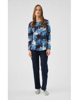 MINERVA Blue Floral Γυναικεία Πυτζάμα με Πατιλέτα 90-53445-393 MARIN-RAF A/O AW 2026-27