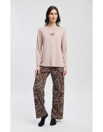 MINERVA Floral- Animal Γυναικεία Πυτζάμα 90-53518-856 BEIGE-BROWN LEOPARD AW 2026-27