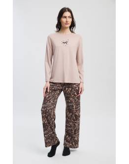 MINERVA Floral- Animal Γυναικεία Πυτζάμα 90-53518-856 BEIGE-BROWN LEOPARD AW 2026-27