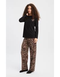 MINERVA Floral- Animal Γυναικεία Πυτζάμα 90-53518-405 BLACK-BROWN LEOPARD AW 2026-27