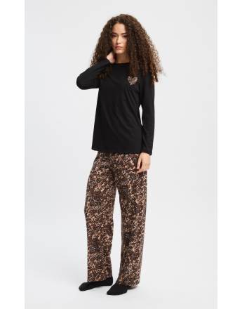 MINERVA Floral- Animal Γυναικεία Πυτζάμα 90-53518-405 BLACK-BROWN LEOPARD AW 2026-27