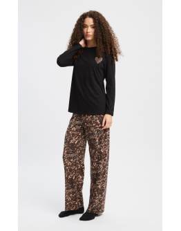 MINERVA Floral- Animal Γυναικεία Πυτζάμα 90-53518-405 BLACK-BROWN LEOPARD AW 2026-27