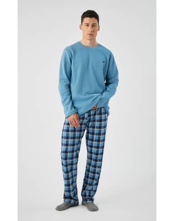 MINERVA Bull Waffle Ανδρική Πυτζάμα 90-71455-553 BLUE PASTEL