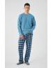 MINERVA Bull Waffle Ανδρική Πυτζάμα 90-71455-553 BLUE PASTEL