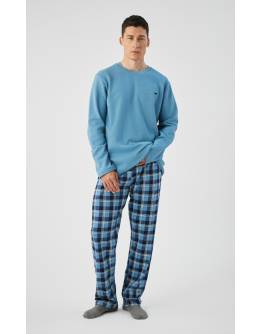 MINERVA Bull Waffle Ανδρική Πυτζάμα 90-71455-553 BLUE PASTEL