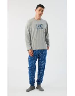 MINERVA Milk Ανδρική Πυτζάμα 90-71458-23 ΓΚΡΙ ΜΕΛ. AW 2026-27
