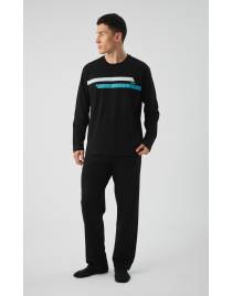 Minerva Stripes Ανδρική Πυτζάμα 90-71468-45 ΜΑΥΡΟ AW 2026-27