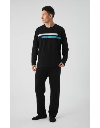 Minerva Stripes Ανδρική Πυτζάμα 90-71468-45 ΜΑΥΡΟ AW 2026-27