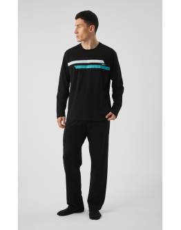 Minerva Stripes Ανδρική Πυτζάμα 90-71468-45 ΜΑΥΡΟ AW 2026-27