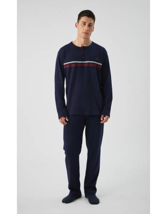 MINERVA Bull Stripes Punto Di Roma Ανδρική Πυτζάμα με πατιλετα 90-71485-100 ΜΑΡΙΝ AW 2026-27