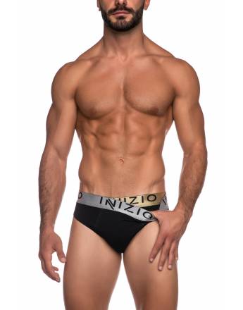 INIZIO ΑΝΔΡΙΚΟ ΣΛΙΠ ΜΕ ΕΞΩΤΕΡΙΚΟ ΜΟΝΤΕΡΝΟ ΛΑΣΤΙΧΟ 2 PACK ΜΑΥΡΟ/ΧΡΥΣΟ/ΑΣΗΜΙ 4302