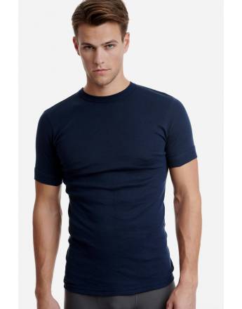 WALK ΑΝΔΡΙΚΟ ΒΑΜΒΑΚΕΡΟ T-SHIRT ΛΑΙΜΟΚΟΨΗ 2ΤΕΜ ΜΠΛΕ ΣΚΟΥΡΟ W1970-2