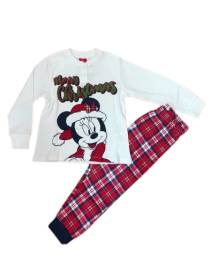 DISNEY MINNIE Χριστουγεννιάτικη πιτζάμα για Κορίτσι Μπέζ - κόκκινη καρό ΚΩΔ:DY50M4620