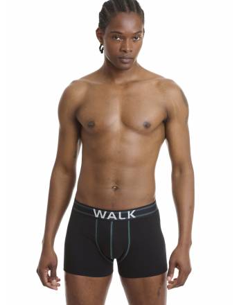 WALK Ανδρικό Βαμβακερό μπόξερ (2 τμχ.) Μαύρο - Βεραμάν 1762-3 0260