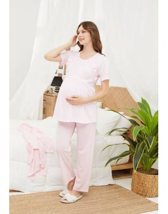 ΠΙΤΖΑΜΑ ΕΓΚΥΜΟΣΥΝΗΣ ΜΕ ΡΟΜΠΑ PIJAMOOD BABY PINK Sexen PJ2112