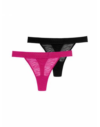DORINA ΓΥΝΑΙΚΕΙΟ SLIP KOA-2PP(2 TEM) STRING FXST0003ME021-2X0310 PINK/BLACK