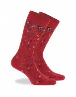 WALK Βαμβακερές κάλτσες με σχέδιο tetris Κόκκινο σκούρο W1064-27_44