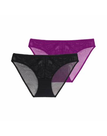DORINA CLARISE-2PP BRIEF Γυναίκειο Slip Black/Fuchsia FXBF0007LA100-2X0315