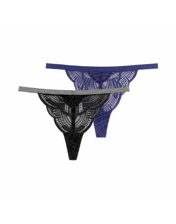 DORINA STELLA-2PP Γυναικεία Slip String FXST0016LA103-2X0312 Black/Blue
