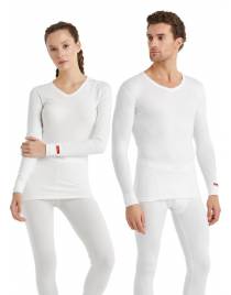 BLackspade Unisex Ισοθερμική Φανέλα με λαιμό V, με Μακρύ Μανίκι Λευκό 1257-1