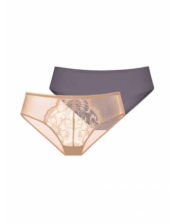 DORINA SLIP MELANIE-2PP CHEEKY HIPSTER FXCH0013LA129-2X0378 BEIGE/GREY