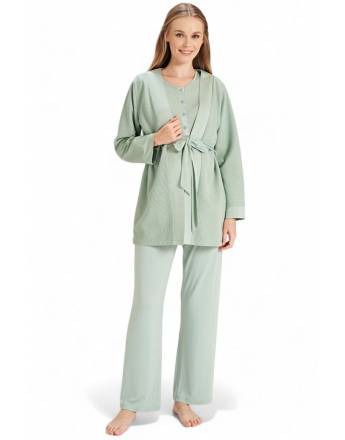 Feyza Set Πιτζάμα εγκυμοσύνης με ρόμπα FZA5077 Πράσινο