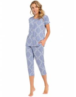 Pastunette Deluxe Γυναικείες πιτζάμες με παντελόνι κάπρι 25241-312-6-519 Γαλάζιο