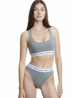 Walk Βαμβακερό ψηλόμεσο brazilian σλιπ με λάστιχο (2 τμχ.) W2052_1409 Γκρι ανοικτό μελανζέ - Ανθρακί μελανζέ