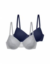 DORINA JOURDAN-2ΤΕΜ. ΓΥΝΑΙΚΕΙΟ ΣΟΥΤΙΕΝ ΜΕ ΜΠΑΝΕΛΑ ΚΑΙ ΕΛΑΦΡΑ ΕΝΙΣΧΥΣΗ | 3/4 CUP D-E | FXTT0040LA162-2X0391 GREY-BLUE