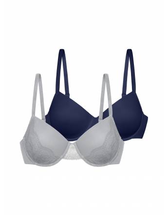 DORINA JOURDAN-2ΤΕΜ. ΓΥΝΑΙΚΕΙΟ ΣΟΥΤΙΕΝ ΜΕ ΜΠΑΝΕΛΑ ΚΑΙ ΕΛΑΦΡΑ ΕΝΙΣΧΥΣΗ | 3/4 CUP D-E | FXTT0040LA162-2X0391 GREY-BLUE