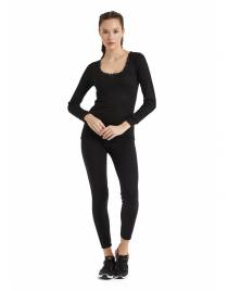 Blackspade Γυναικείο Λεπτό Ισοθερμικό Ανοιχτή Λαιμόκοψη Με Δαντέλα Μακρύ Μανίκι Μαύρο 1268