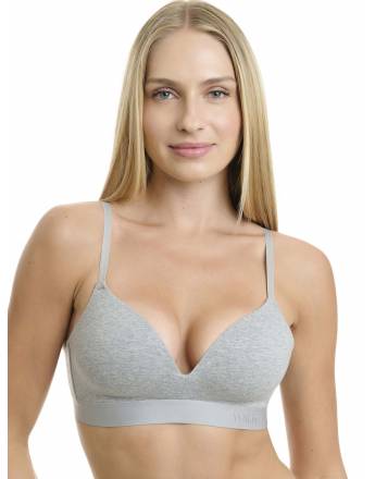 Walk Βαμβακερό σουτιέν με λάστιχο και ελαφριά ενίσχυση Γκρι μελανζέ W2252-1_49