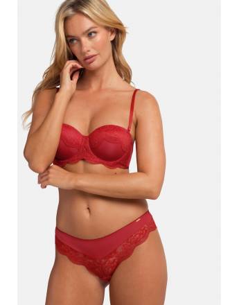 DORINA ZELINA Γυναικείο Σουτιέν Strapless με μπανέλα και ελαφρά ενίσχυση Cup B-D κόκκινο FXBA0010LA163-RD0035