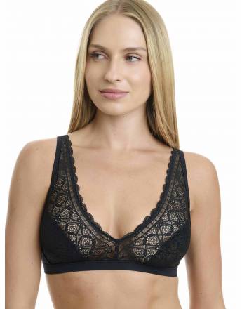 Walk Τριγωνικό Γυναικείο σουτιέν από δαντέλα Μαύρο W2241_02