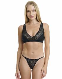 Walk Γυναικείο Σλιπ από δαντέλα με λεπτό κορδονάκι στο πλάι Μαύρο W2046_02