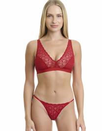 Walk Γυναικείο Σλιπ από δαντέλα με λεπτό κορδονάκι στο πλάι Κόκκινο W2046_44