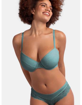 DORINA YAHARA-2TEM ΓΥΝΑΙΚΕΙΟ ΣΟΥΤΙΕΝ ΜΕ ΕΛΑΦΡΑ ΕΝΙΣΧΥΣΗ ΚΑΙ ΜΠΑΝΕΛΑ DEMI FULL CUP D-E FXTT0041LA086-2X0466 VERT/ROSE