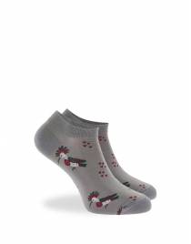 WALK Γυναικείες Βαμβακερές κοφτές κάλτσες με σχέδιο Woody Γκρι W134-15_12