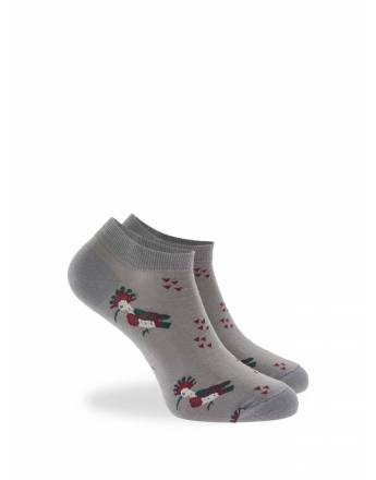 WALK Γυναικείες Βαμβακερές κοφτές κάλτσες με σχέδιο Woody Γκρι W134-15_12