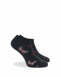WALK Γυναικείες Βαμβακερές κοφτές κάλτσες με σχέδιο Woody Μαύρο W134-15_02