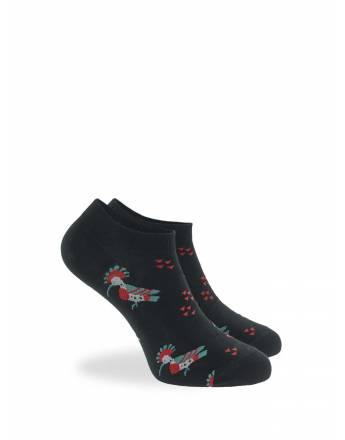WALK Γυναικείες Βαμβακερές κοφτές κάλτσες με σχέδιο Woody Μαύρο W134-15_02