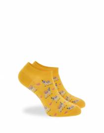 WALK Γυναικείες Βαμβακερές κοφτές κάλτσες με σχέδιο γαϊδουράκια Κίτρινο σκούρο W134-14_33
