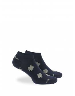WALK Ανδρικες Κοφτές κάλτσες από bamboo με σχέδιο χελώνες Μπλε σκούρο W324-19_75