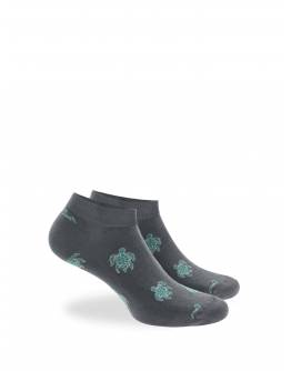 WALK Ανδρικές Κοφτές κάλτσες από bamboo με σχέδιο χελώνες Γκρι σκούρο W324-19_10