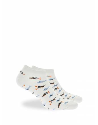 WALK Ανδρικές Κοφτές κάλτσες από bamboo με σχέδιο δύτες Λευκό W324-18_01