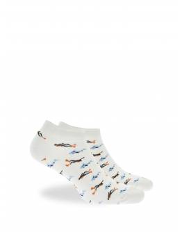 WALK Ανδρικές Κοφτές κάλτσες από bamboo με σχέδιο δύτες Λευκό W324-18_01