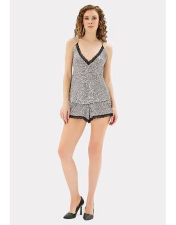 Moongirl Babydoll Satin Leopard Lingerie MG928